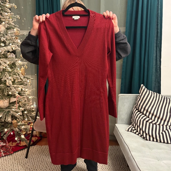 Jason Wu V-Neck Dress, Burgundy,  Medium - Picture 6 of 7